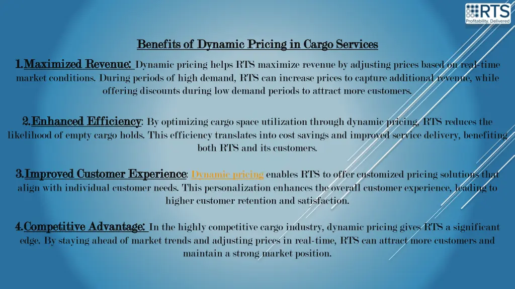 benefits of dynamic pricing in cargo services