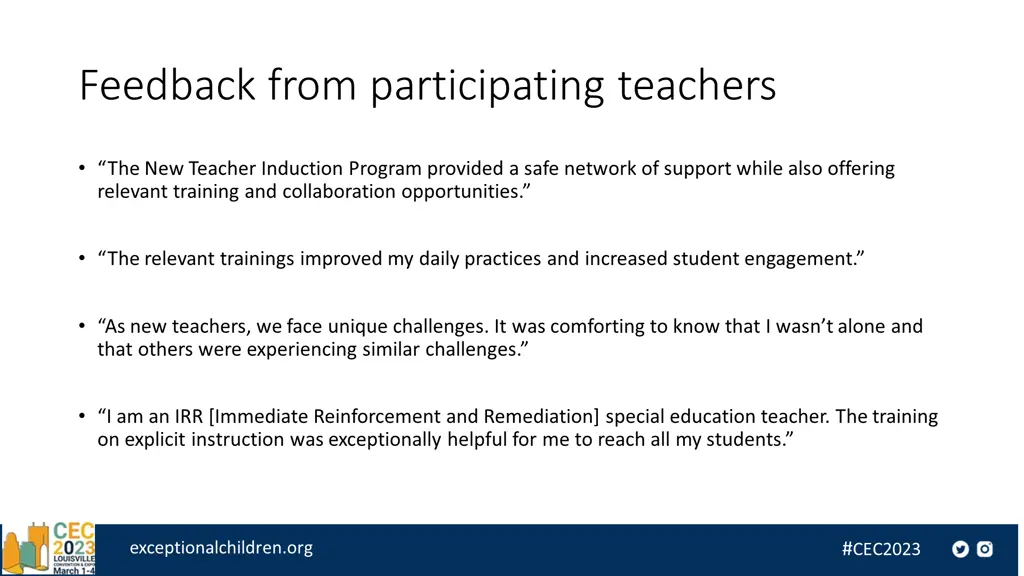 feedback from participating teachers