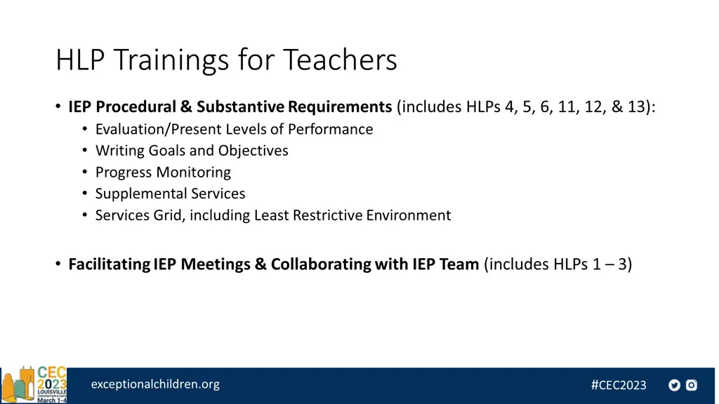 hlp trainings for teachers