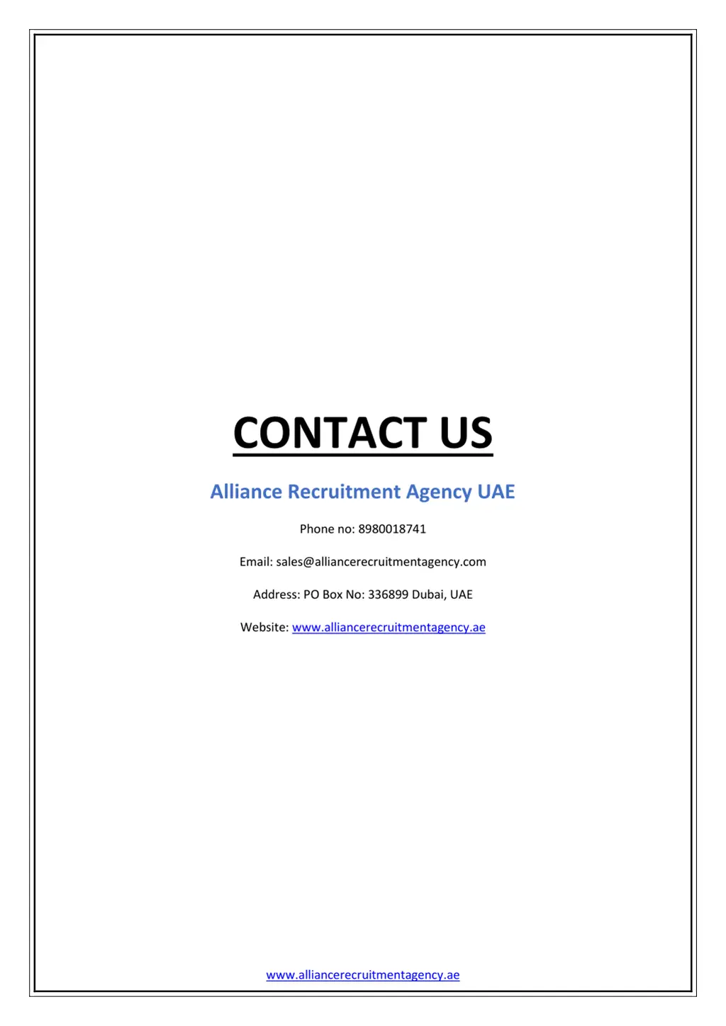 contact us alliance recruitment agency uae phone