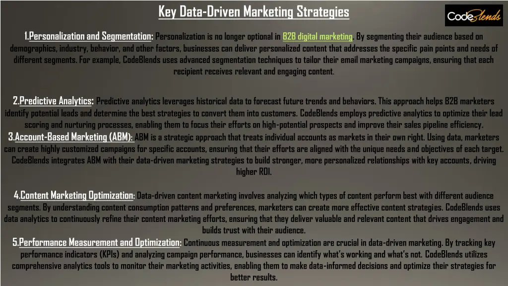 key data driven marketing strategies