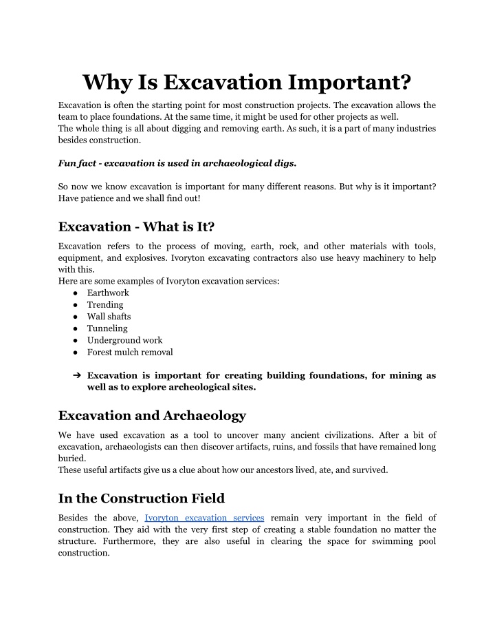 why is excavation important