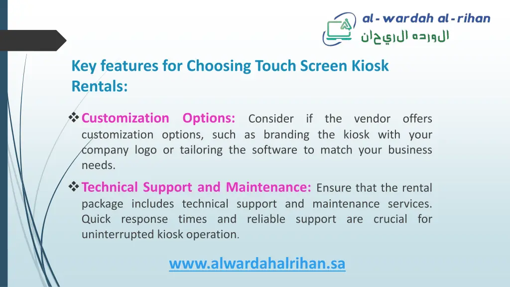 key features for choosing touch screen kiosk