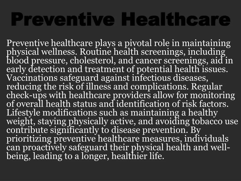 preventive healthcare preventive healthcare