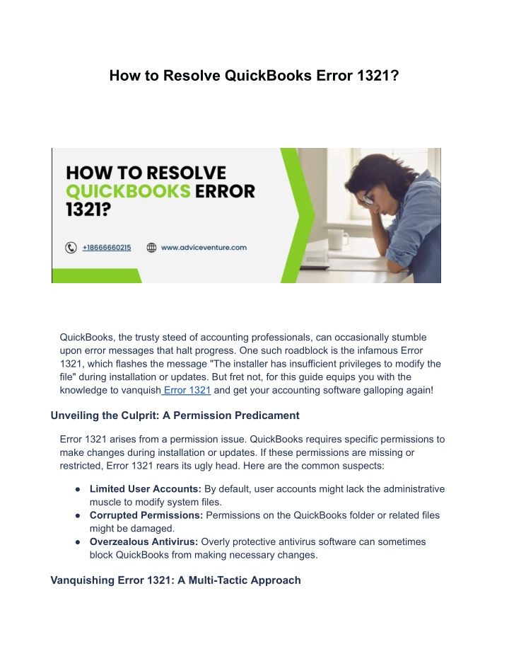 how to resolve quickbooks error 1321