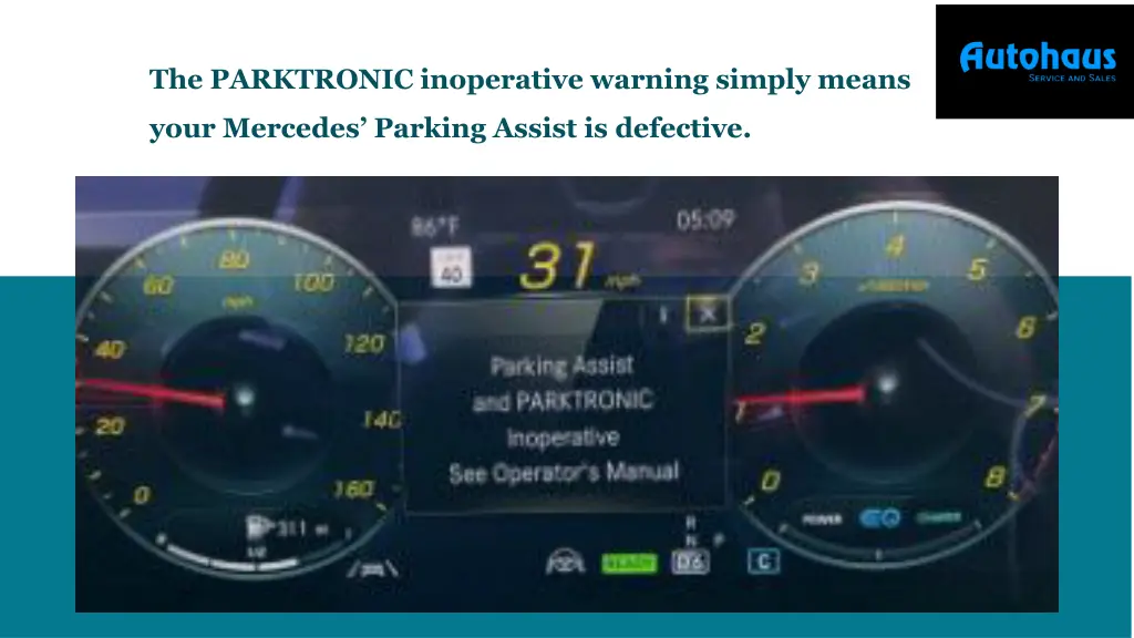 the parktronic inoperative warning simply means