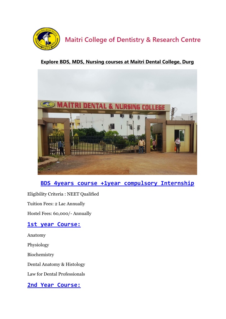 explore bds mds nursing courses at maitri dental