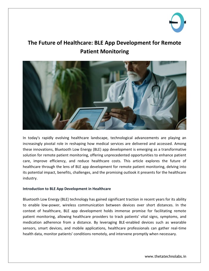 the future of healthcare ble app development