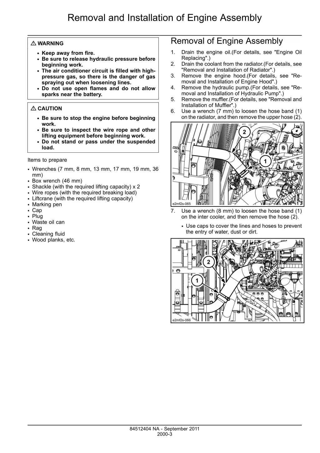 removal and installation of engine assembly