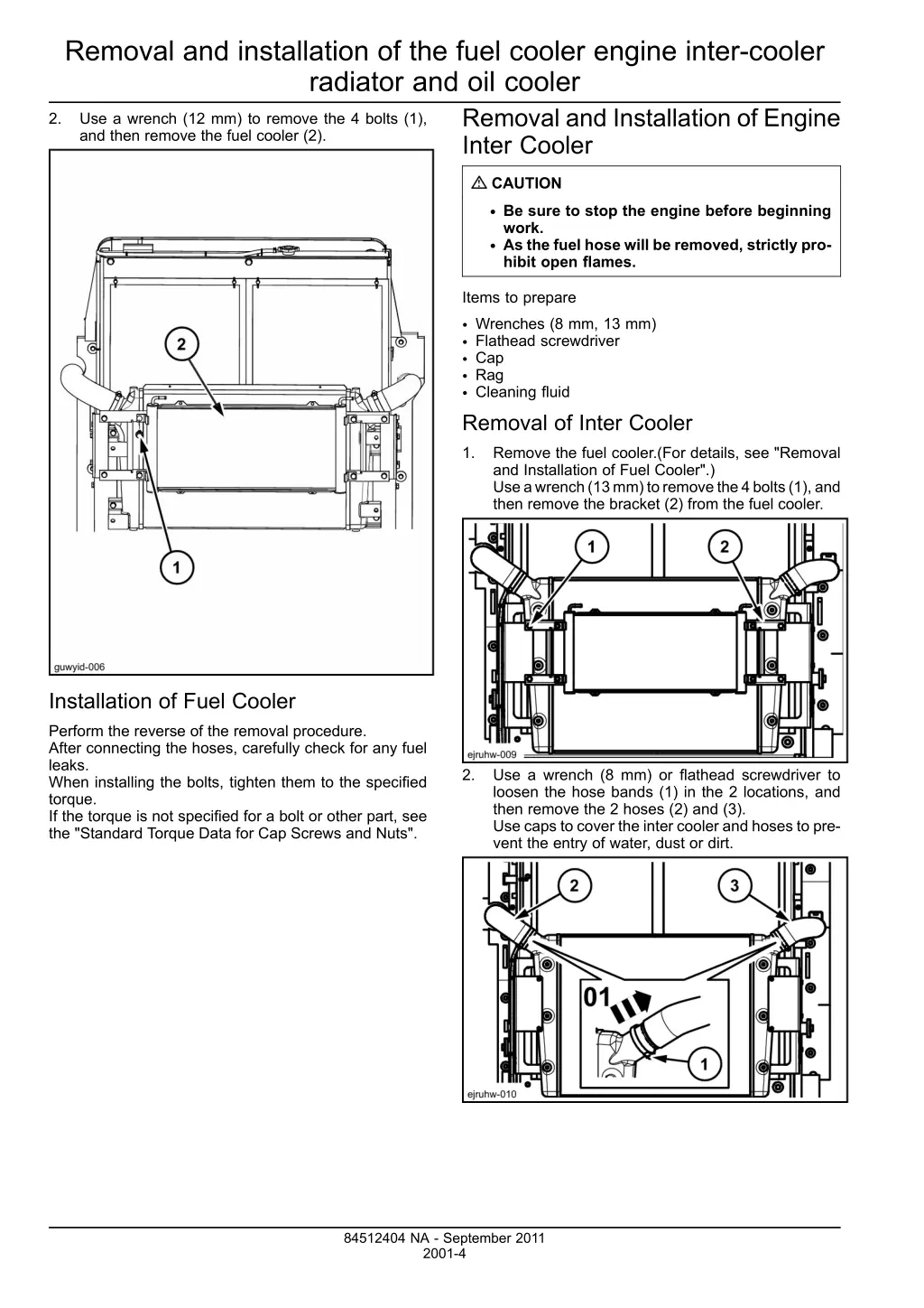 removal and installation of the fuel cooler 1