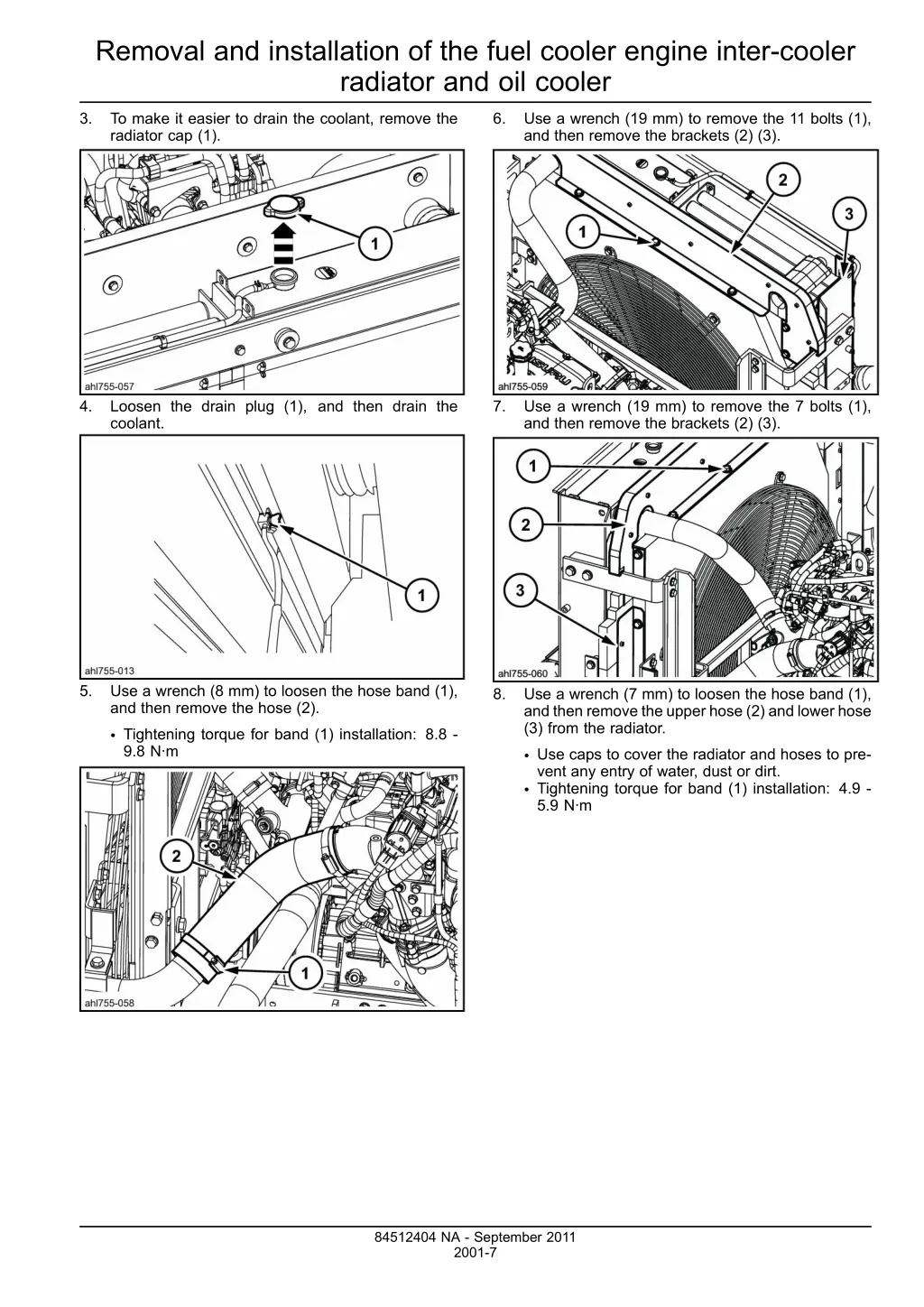 removal and installation of the fuel cooler 4