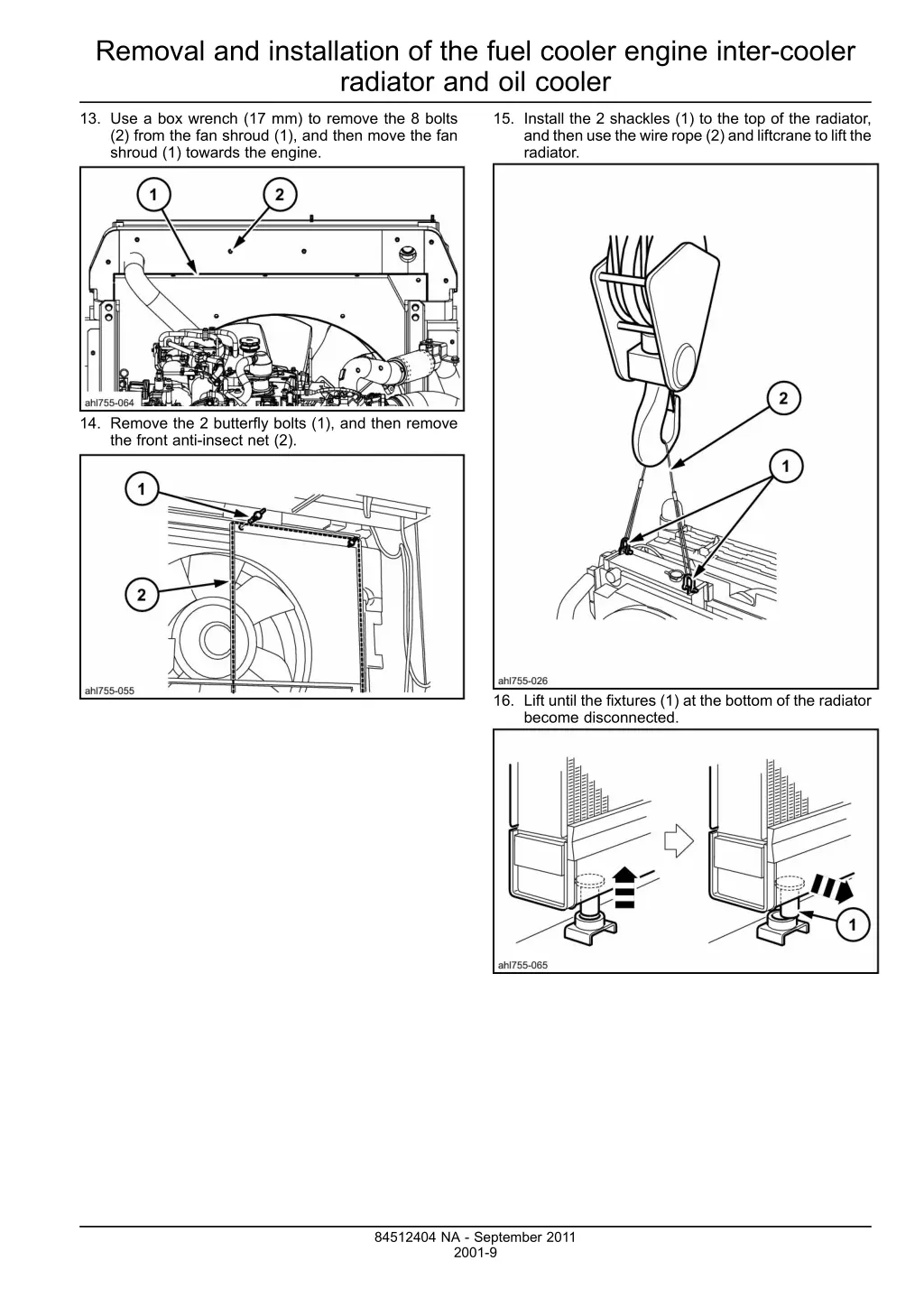 removal and installation of the fuel cooler 6