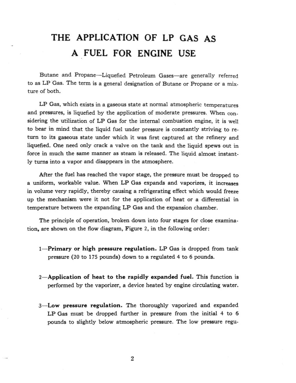 the application of lp gas as a fuel for engine use