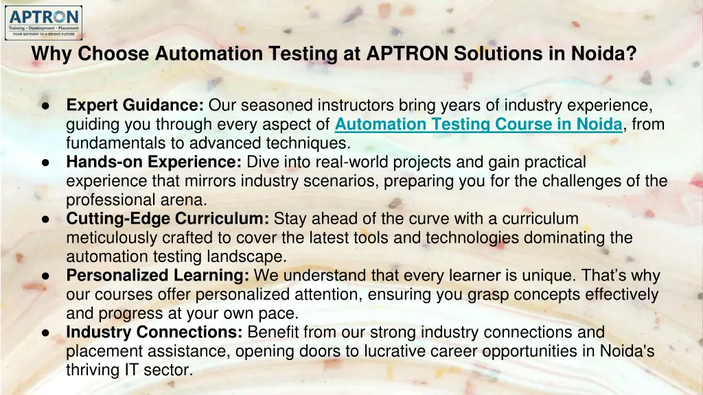 why choose automation testing at aptron solutions