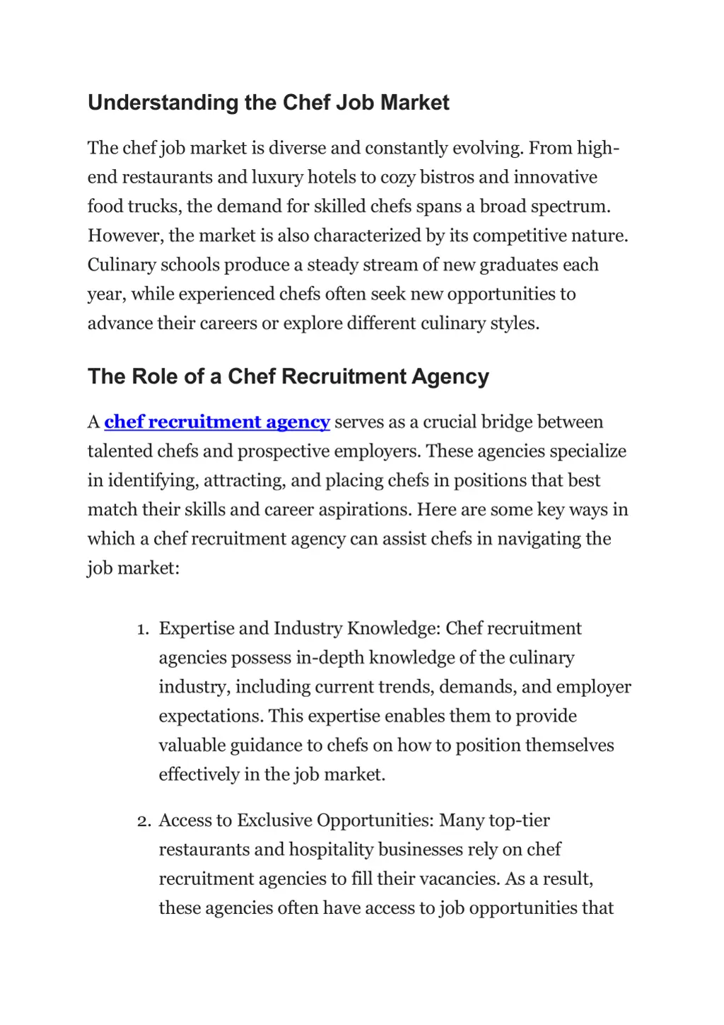 understanding the chef job market