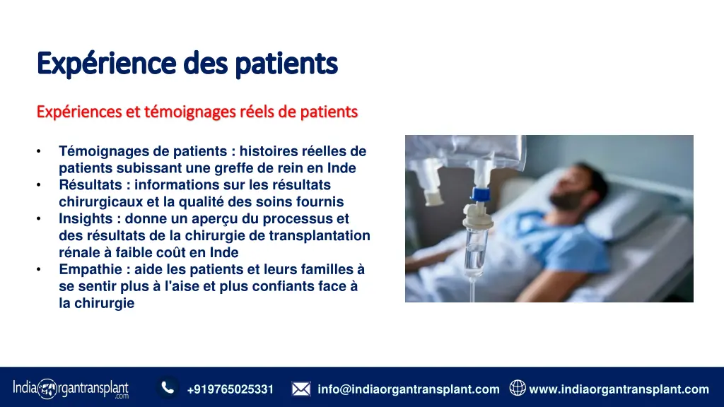 exp rience exp rience des patients des patients