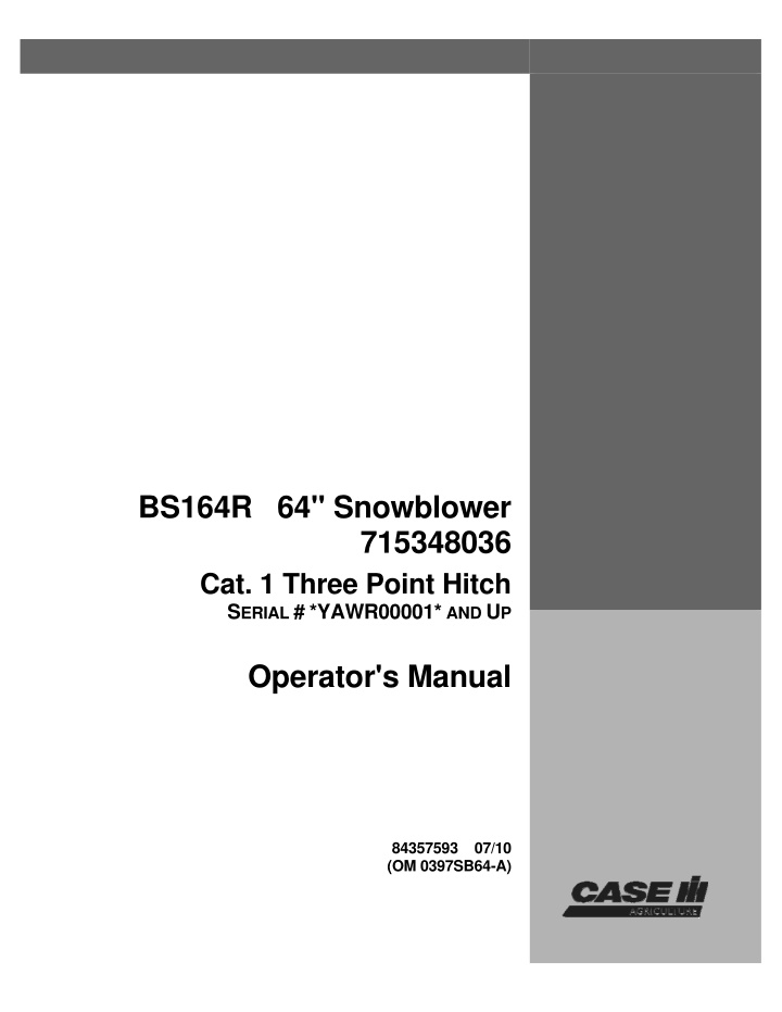 bs164r 64 snowblower