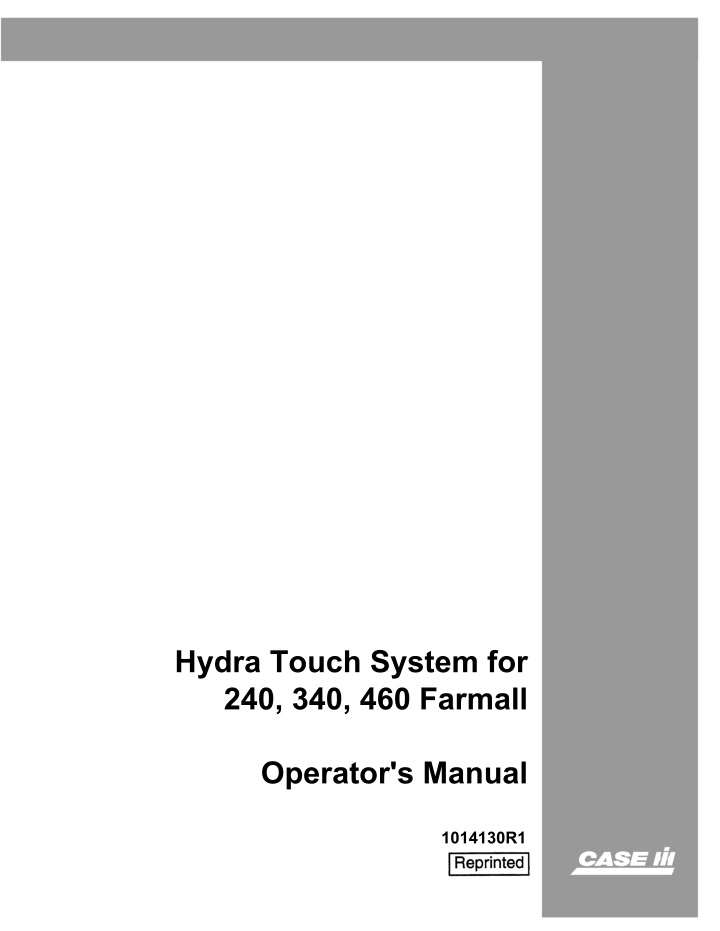 hydra touch system for 240 340 460 farmall