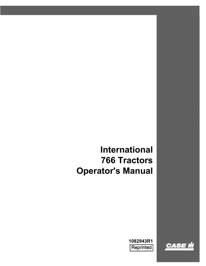 international 766 tractors operator s manual