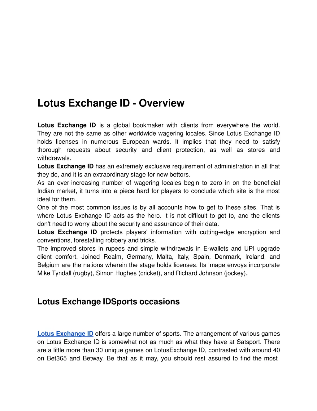 lotus exchange id overview
