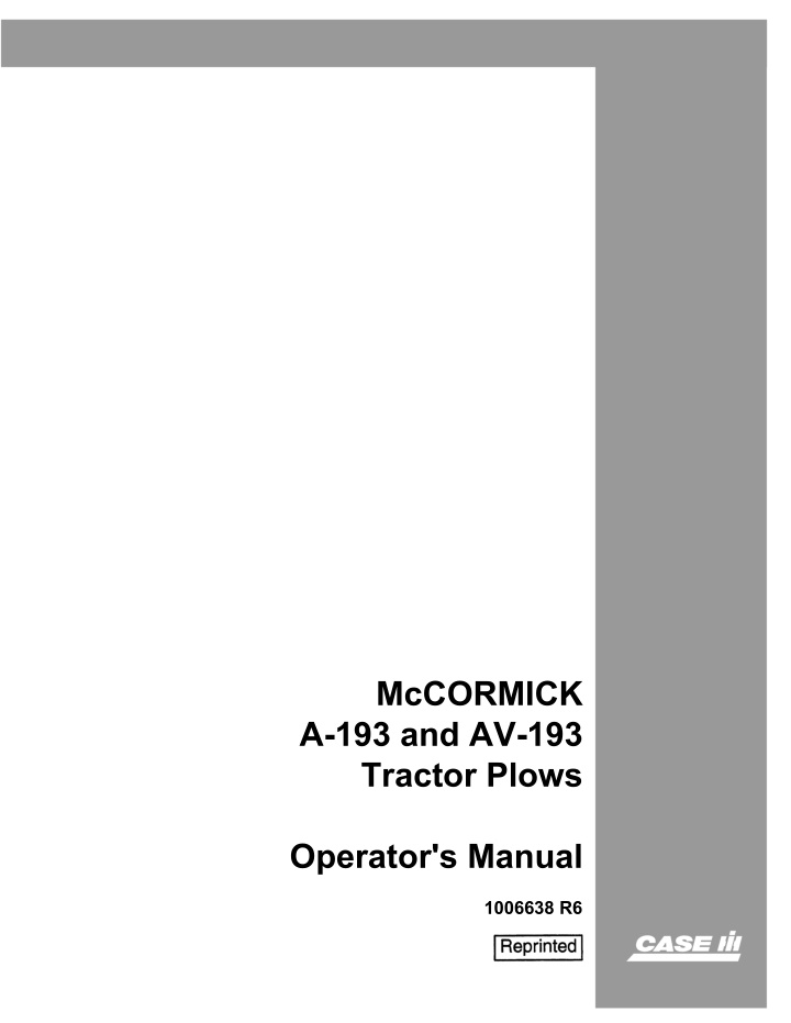 mccormick a 193 and av 193 tractor plows