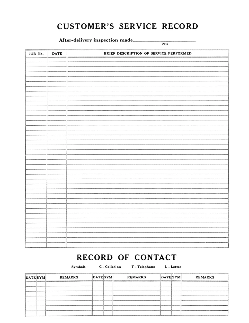 customer s service record