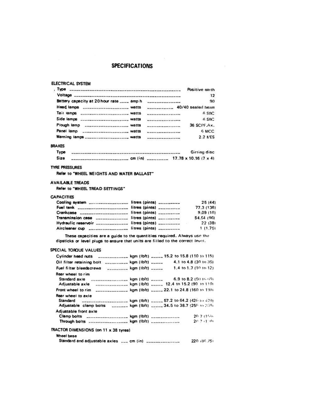 specifications 1