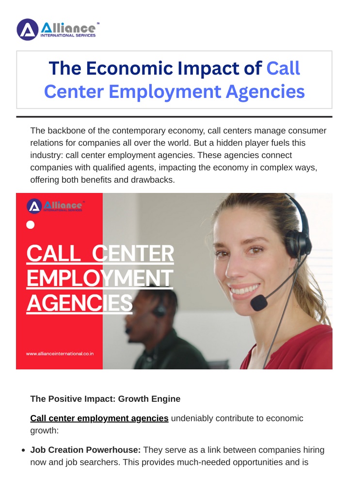 the economic impact of call center employment