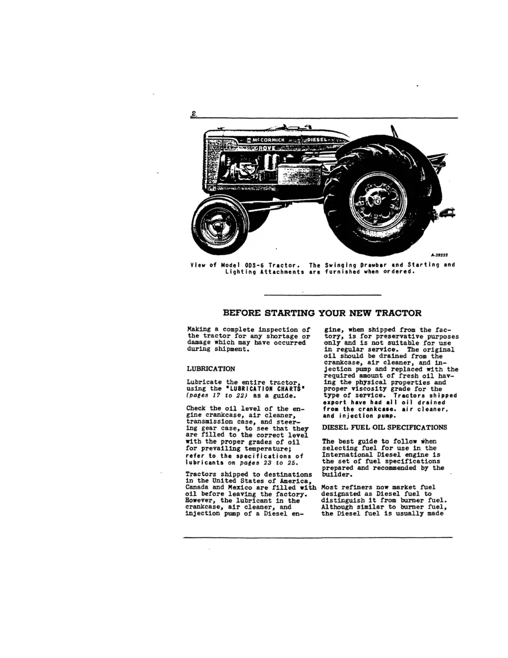 view of model ods 6 tractor lighting attachments