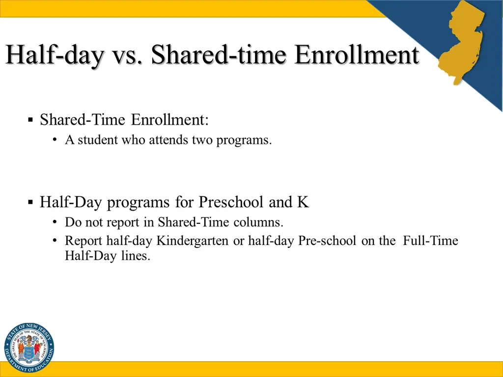 half day vs shared time enrollment