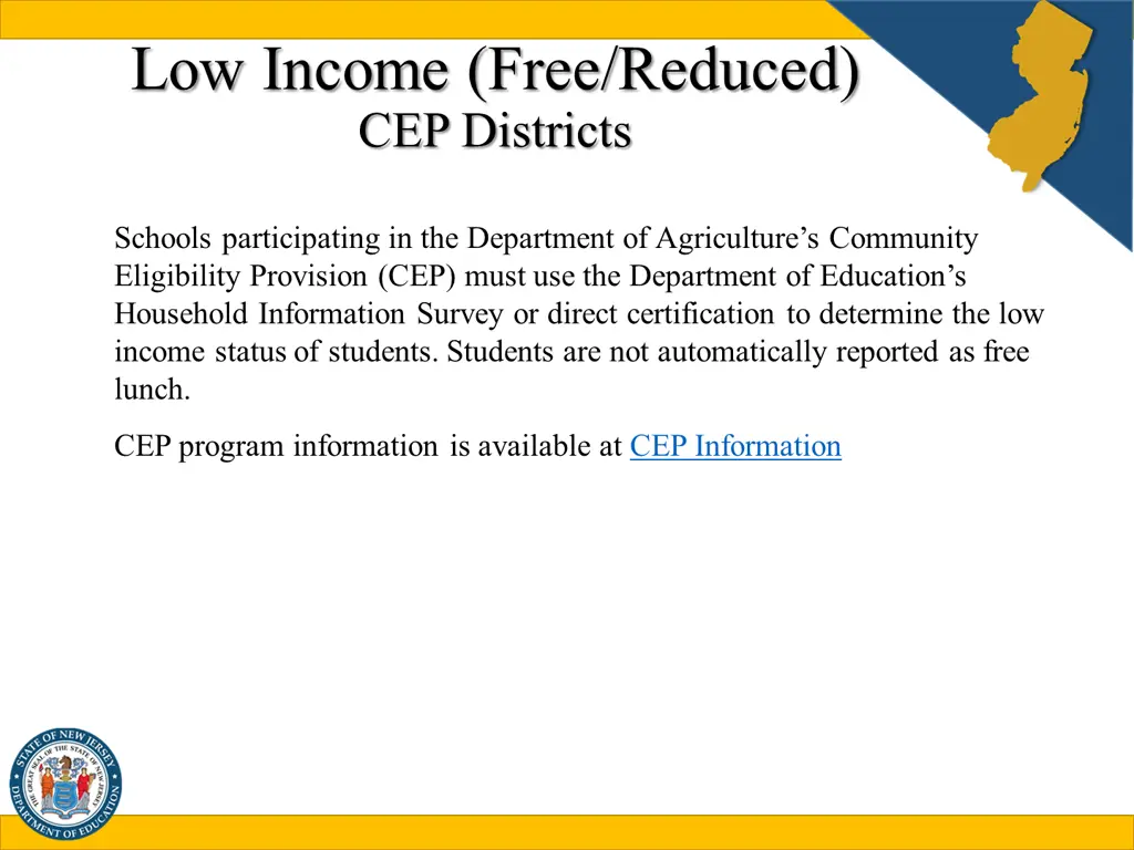 low income free reduced cep districts