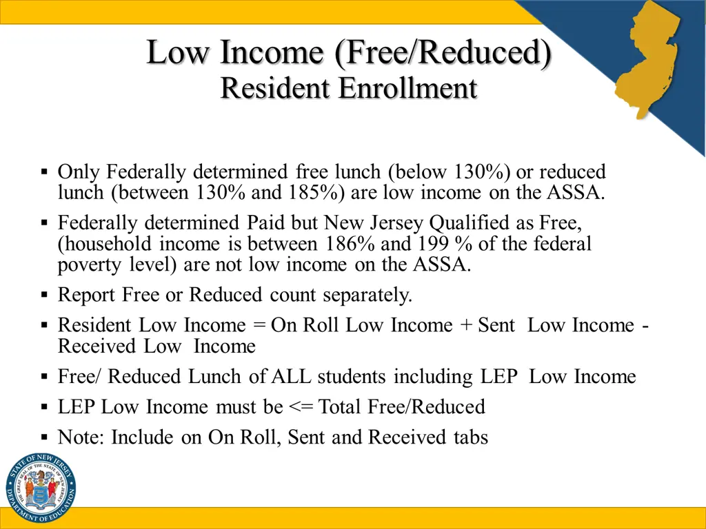 low income free reduced resident enrollment