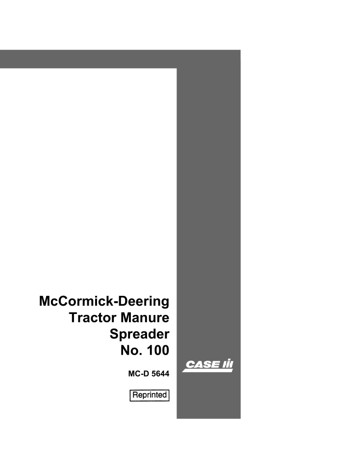 mccormick deering tractor manure