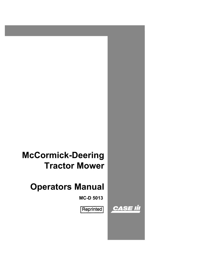 mccormick deering tractor mower