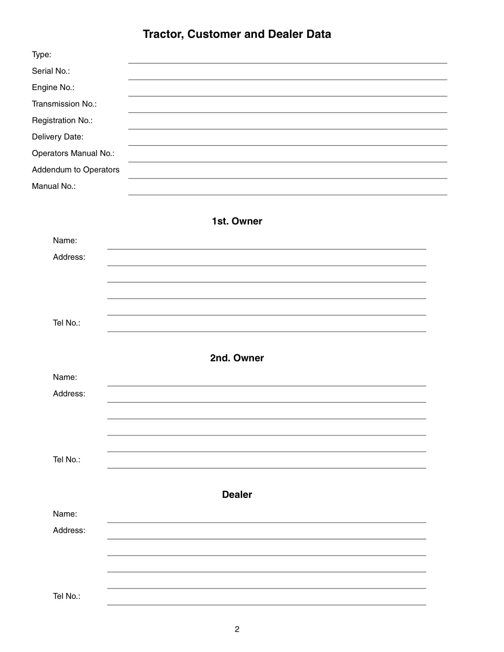 tractor customer and dealer data