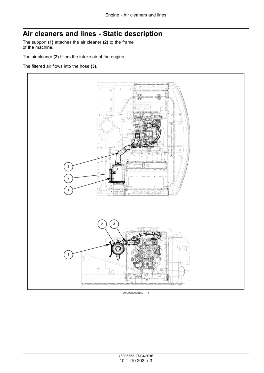 engine air cleaners and lines