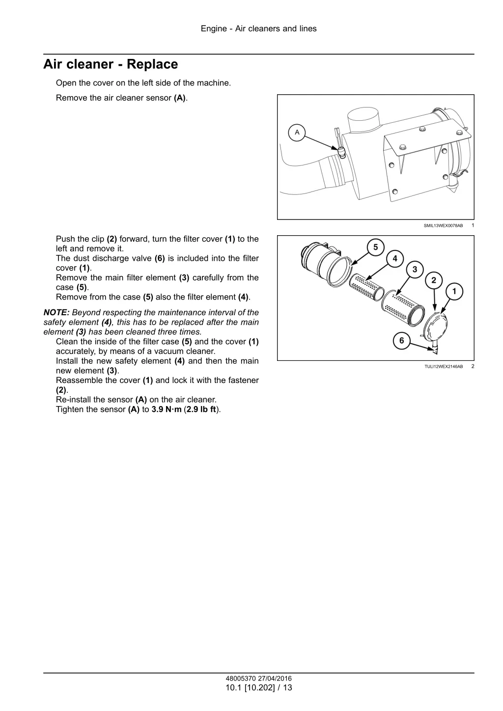 engine air cleaners and lines 10