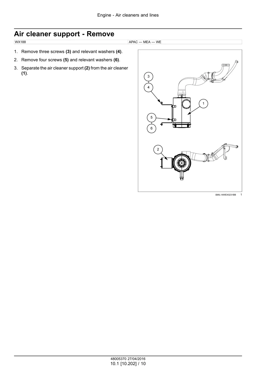 engine air cleaners and lines 7