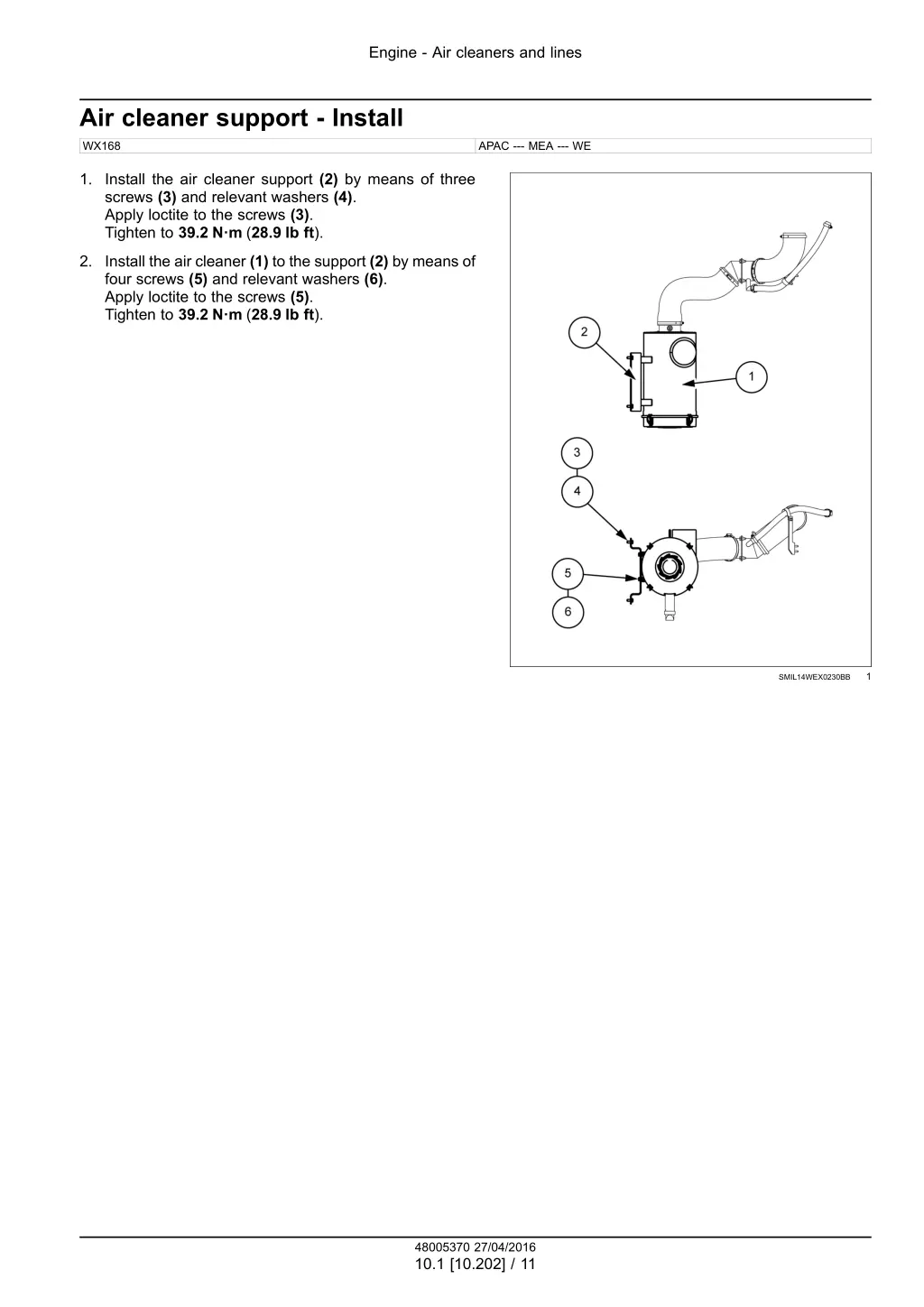 engine air cleaners and lines 8