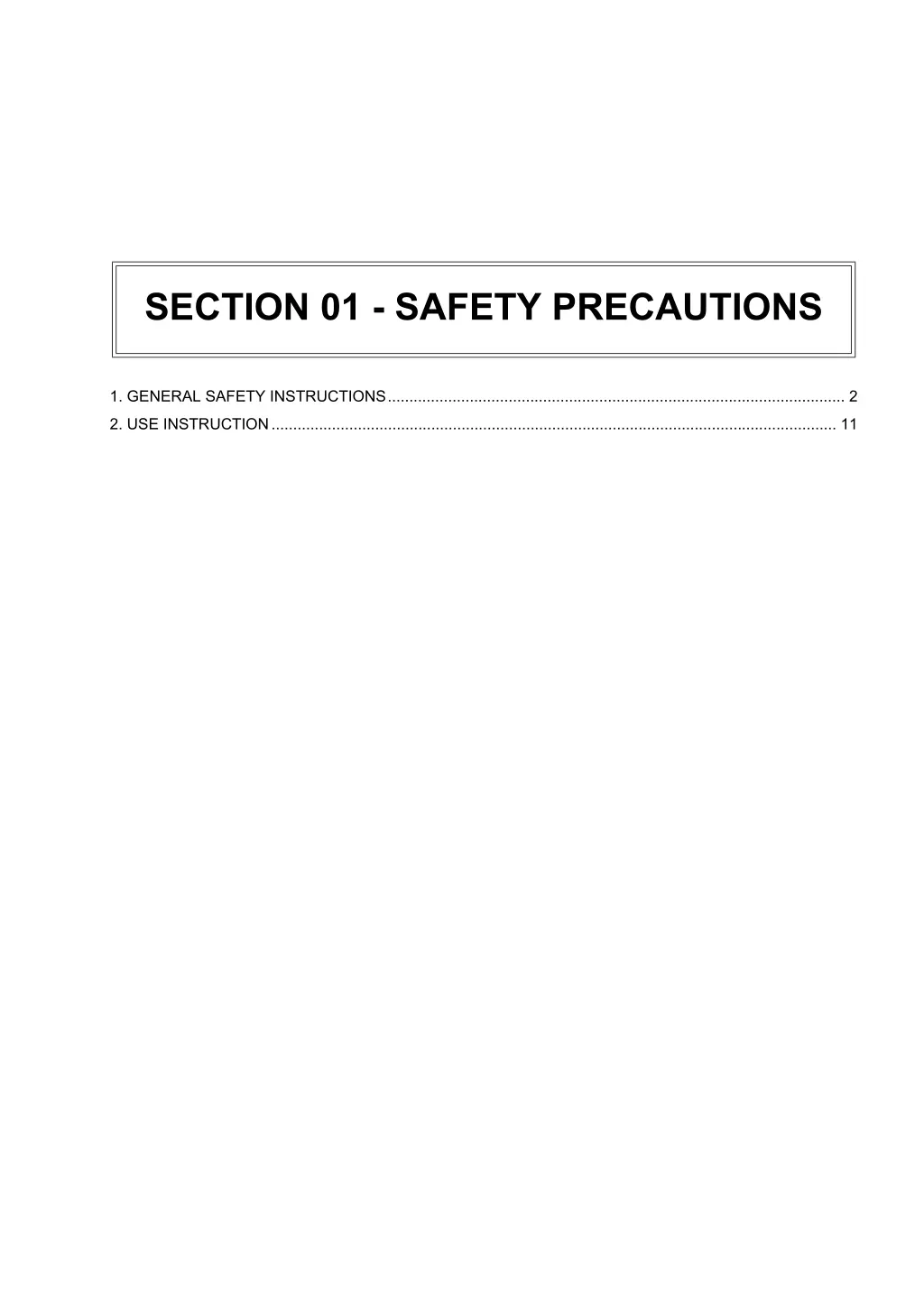 section 01 safety precautions