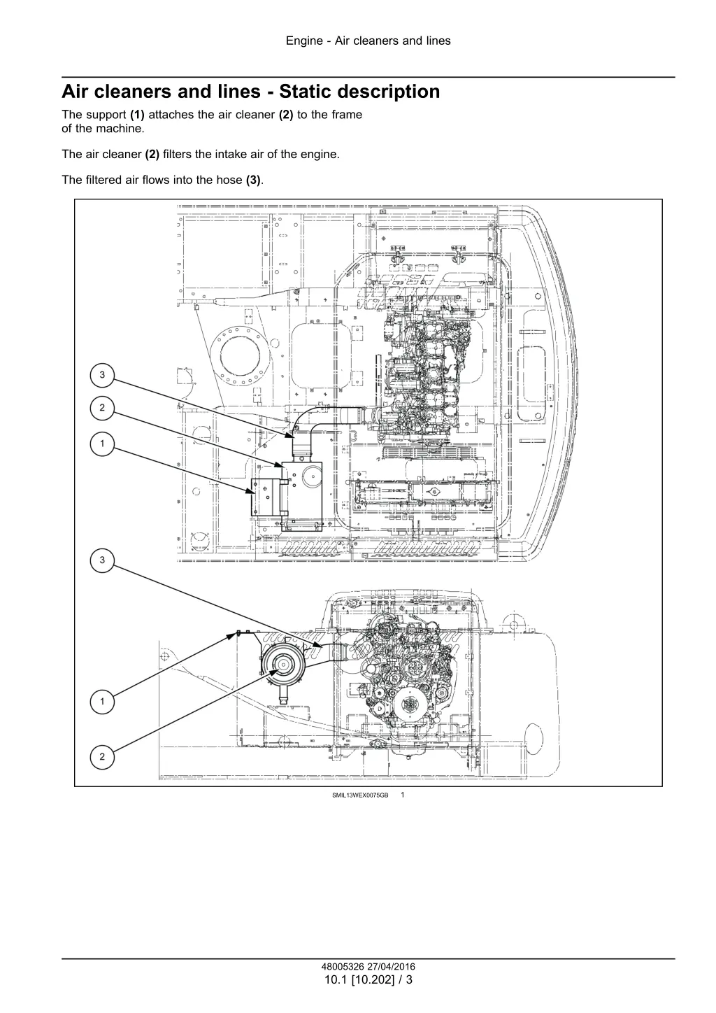 engine air cleaners and lines