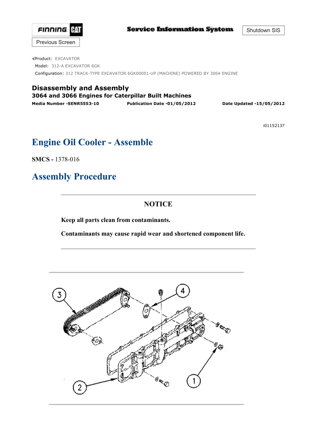 312 track type excavator 6gk00001 up machine 7