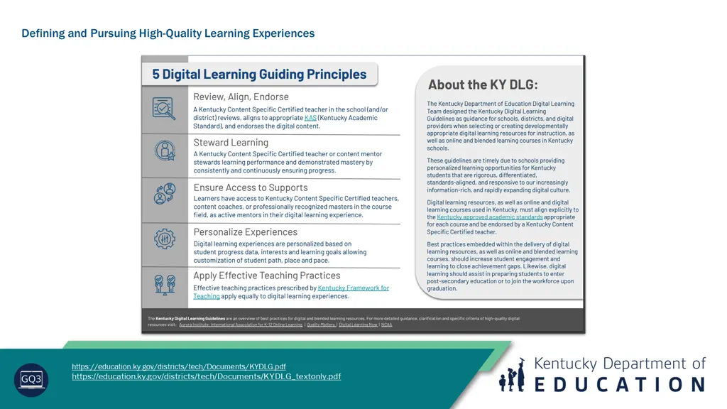 defining and pursuing high quality learning
