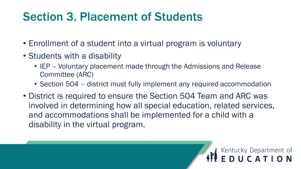 section 3 placement of students