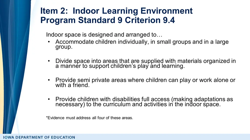 item 2 indoor learning environment program