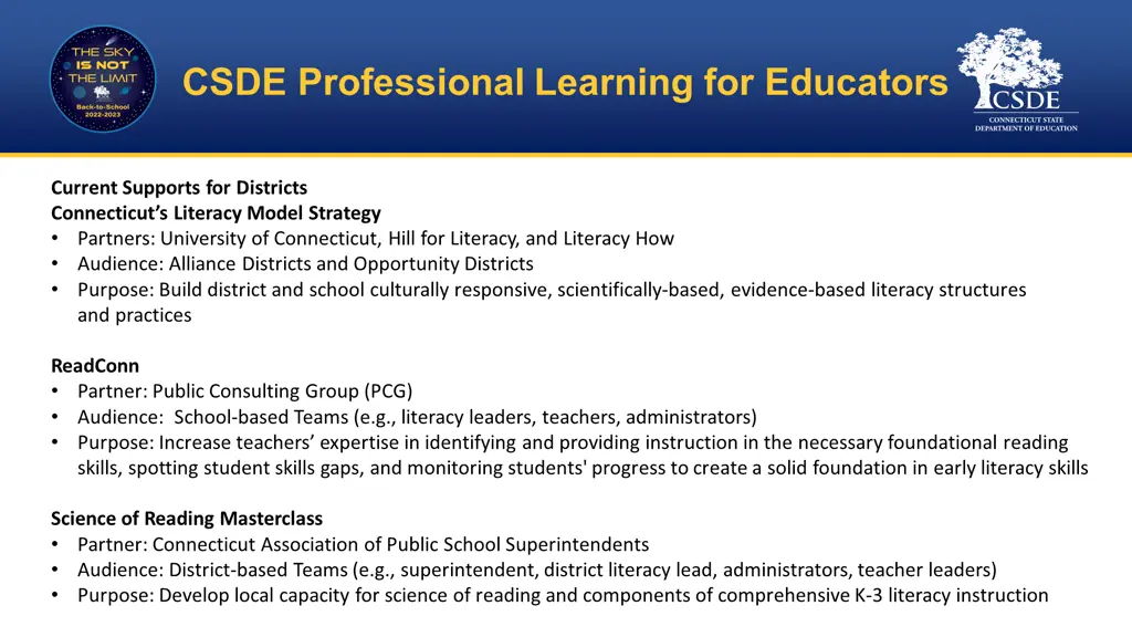 csde professional learning for educators