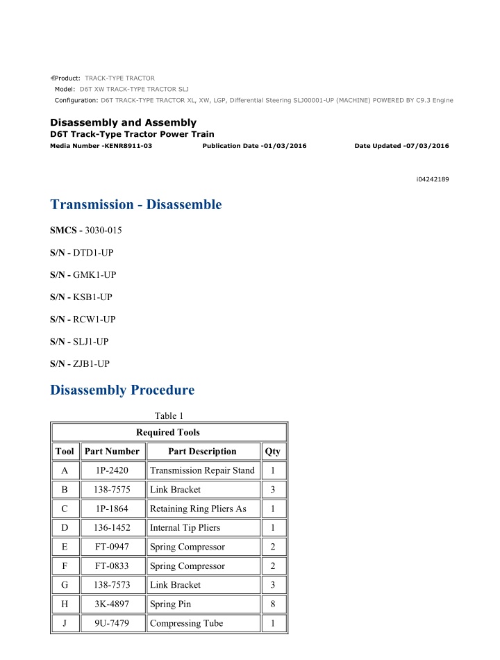 d6t track type tractor xl xw lgp differential