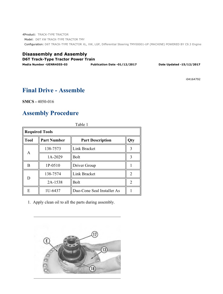 d6t track type tractor xl xw lgp differential