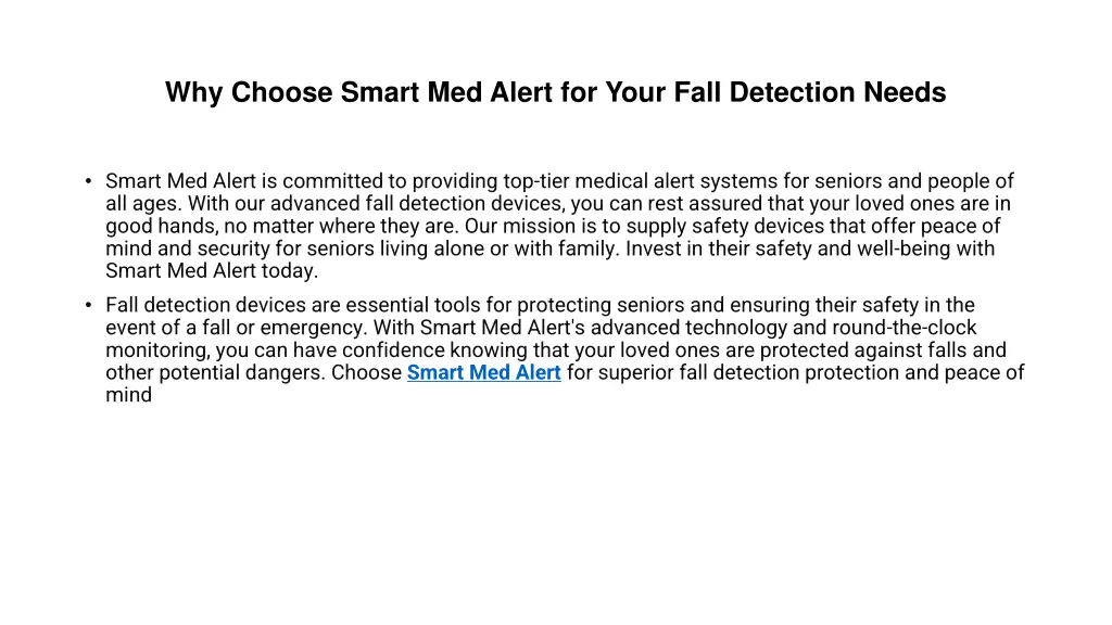 why choose smart med alert for your fall