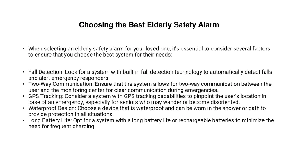 choosing the best elderly safety alarm